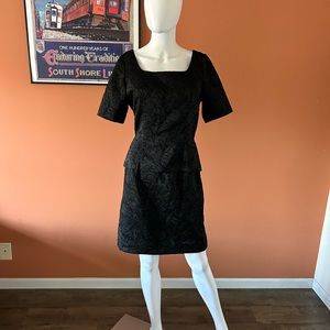 VINTAGE MARIE ST CLAIRE black two-piece textured skirt and top set
